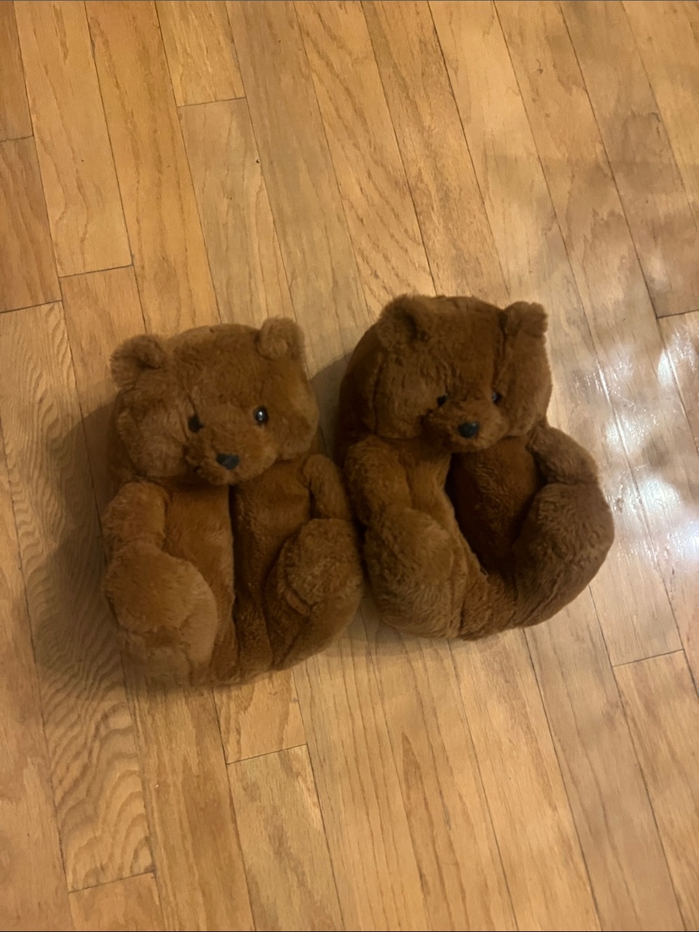 Plush Brown Teddy Bear Slippers for women/men - Cozy Indoor Footwear